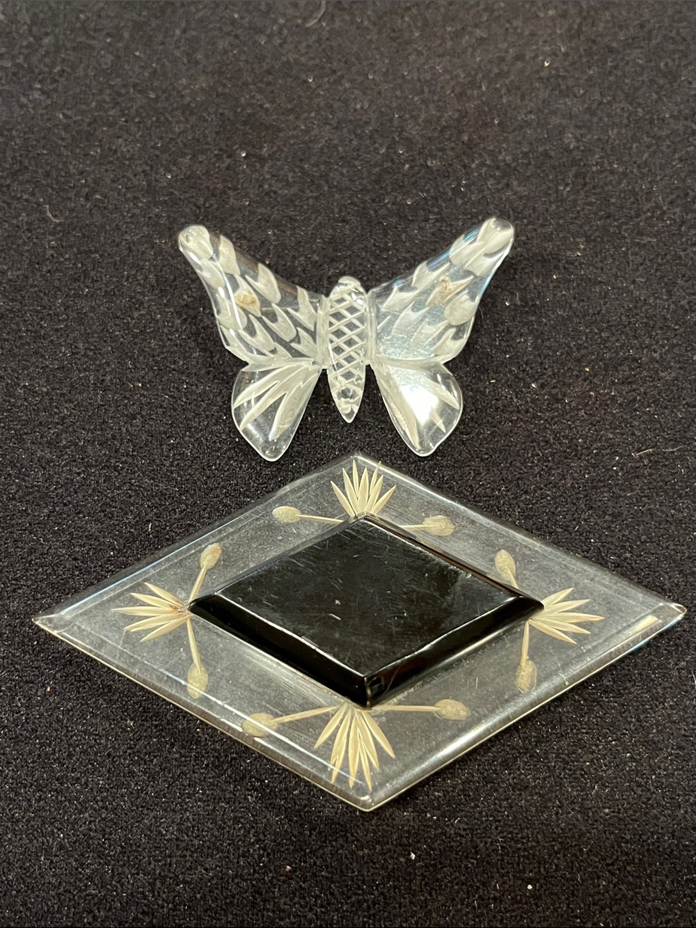 Atomic Starburst & Betterfly - Vintage carved lucite lot